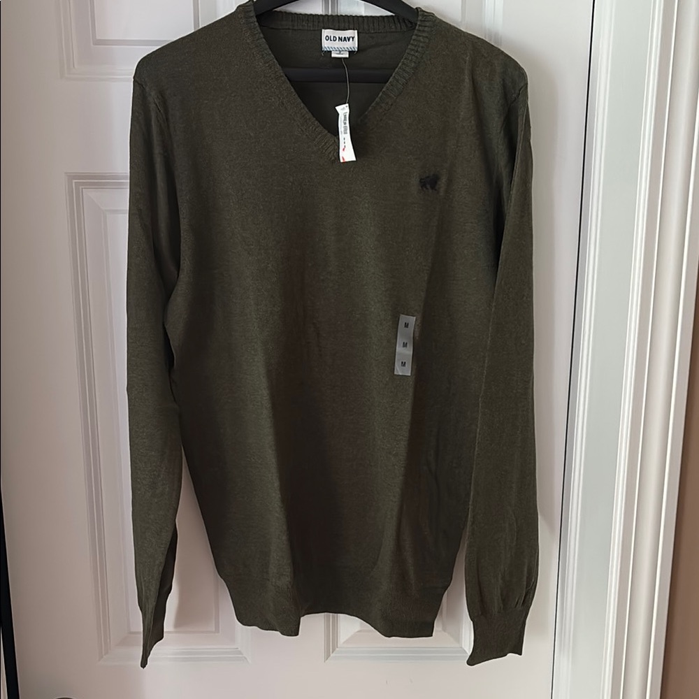Old Navy Green V-Neck Sweater Classic Knit